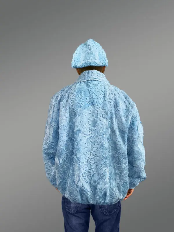 Persian Lamb Bomber Jacket with Hat - Image 6