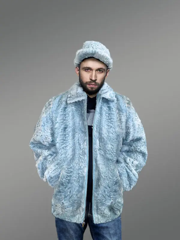 Persian Lamb Bomber Jacket with Hat - Image 3