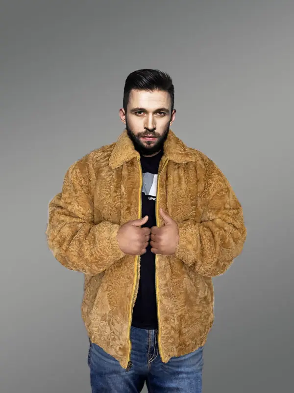 Persian Lamb Jacket With Hat In Yellow – A Smart Choice for Winter - Image 4
