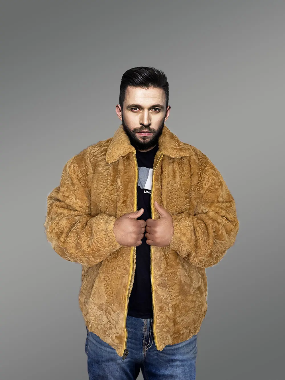 Persian Lamb Jacket With Hat In Yellow – A Smart Choice for Winter - Image 4