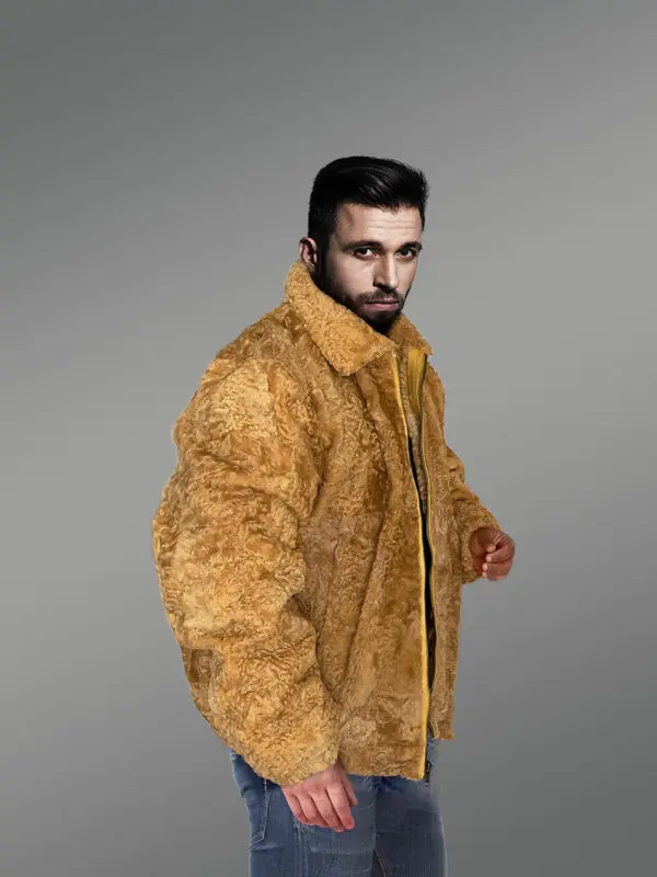 Persian Lamb Jacket With Hat In Yellow – A Smart Choice for Winter - Image 3