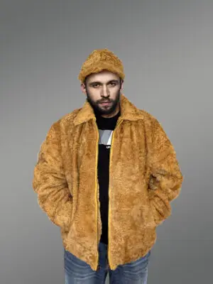 Persian Lamb Jacket With Hat In Yellow – A Smart Choice for Winter