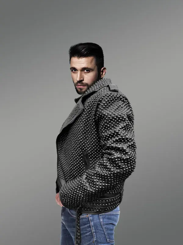 Studded Leather Jacket for Men - Image 4