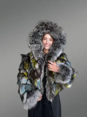 Hooded Silver Fox Crop Jacket