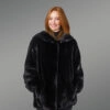 Mid Length Mink Coat with Hood