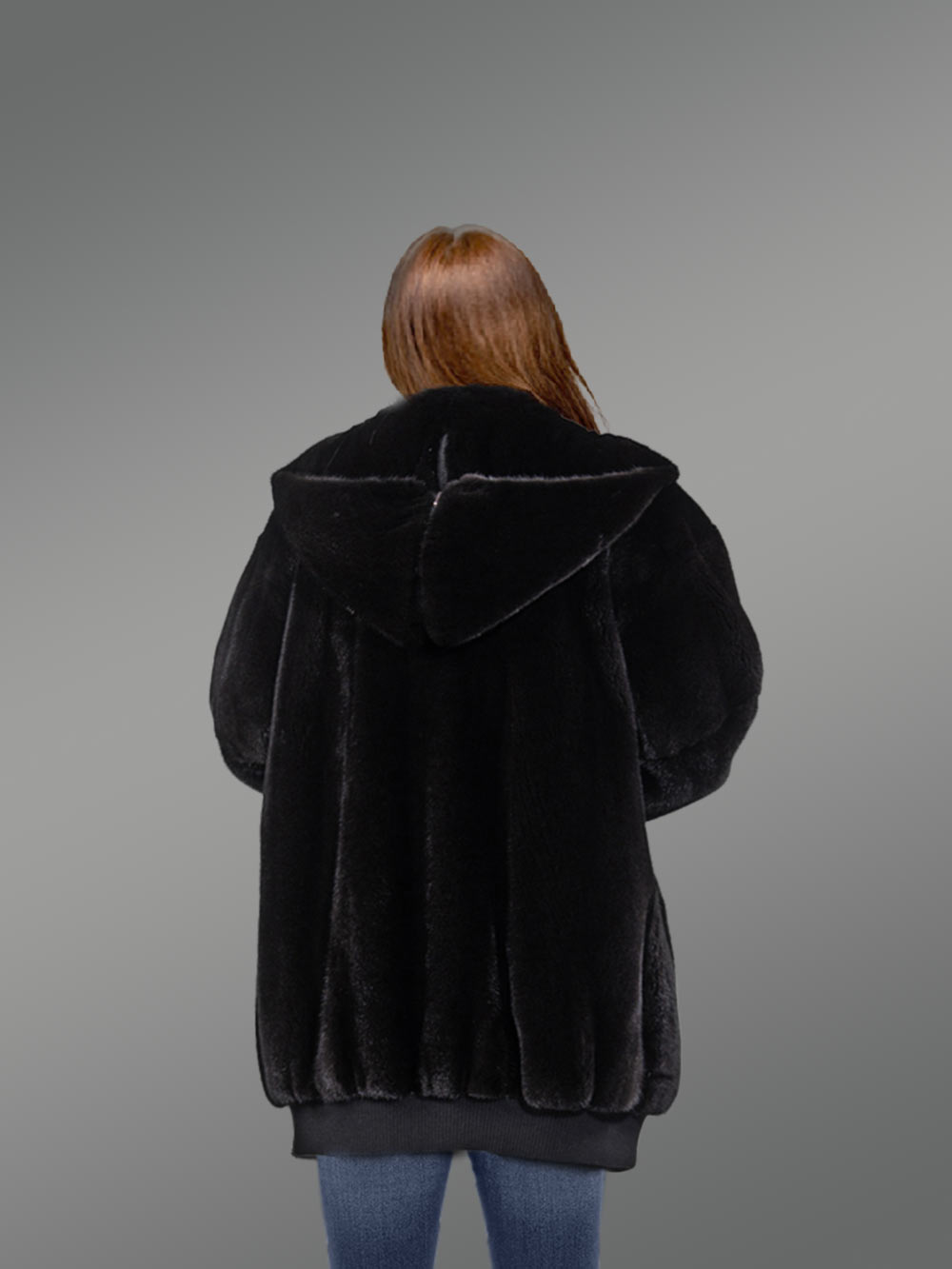 Mid Length Mink Coat with Hood