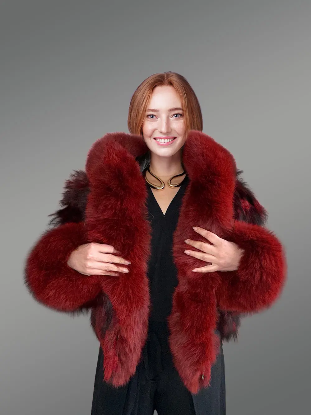 Womens Dual Tone Crop Jacket with A Stylish Hood - Image 3