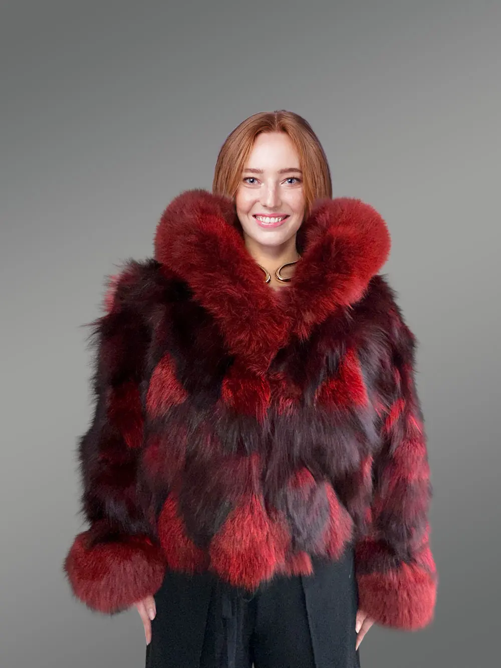 Womens Dual Tone Crop Jacket with A Stylish Hood - Image 7