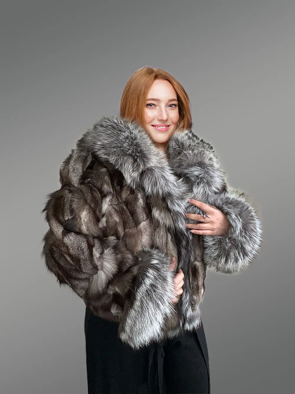 Womens Fox Fur Crop Jacket for Fashion and Comfort - Image 3
