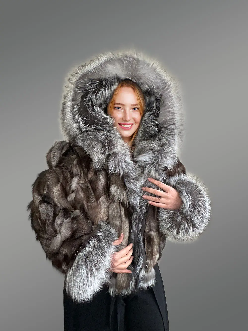 Womens Fox Fur Crop Jacket for Fashion and Comfort - Image 2