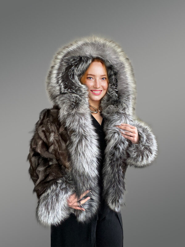 Womens Fox Fur Crop Jacket