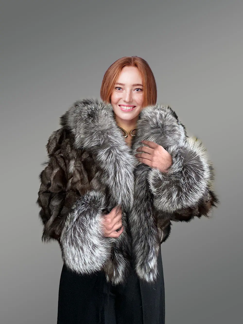 Womens Fox Fur Crop Jacket for Fashion and Comfort - Image 7