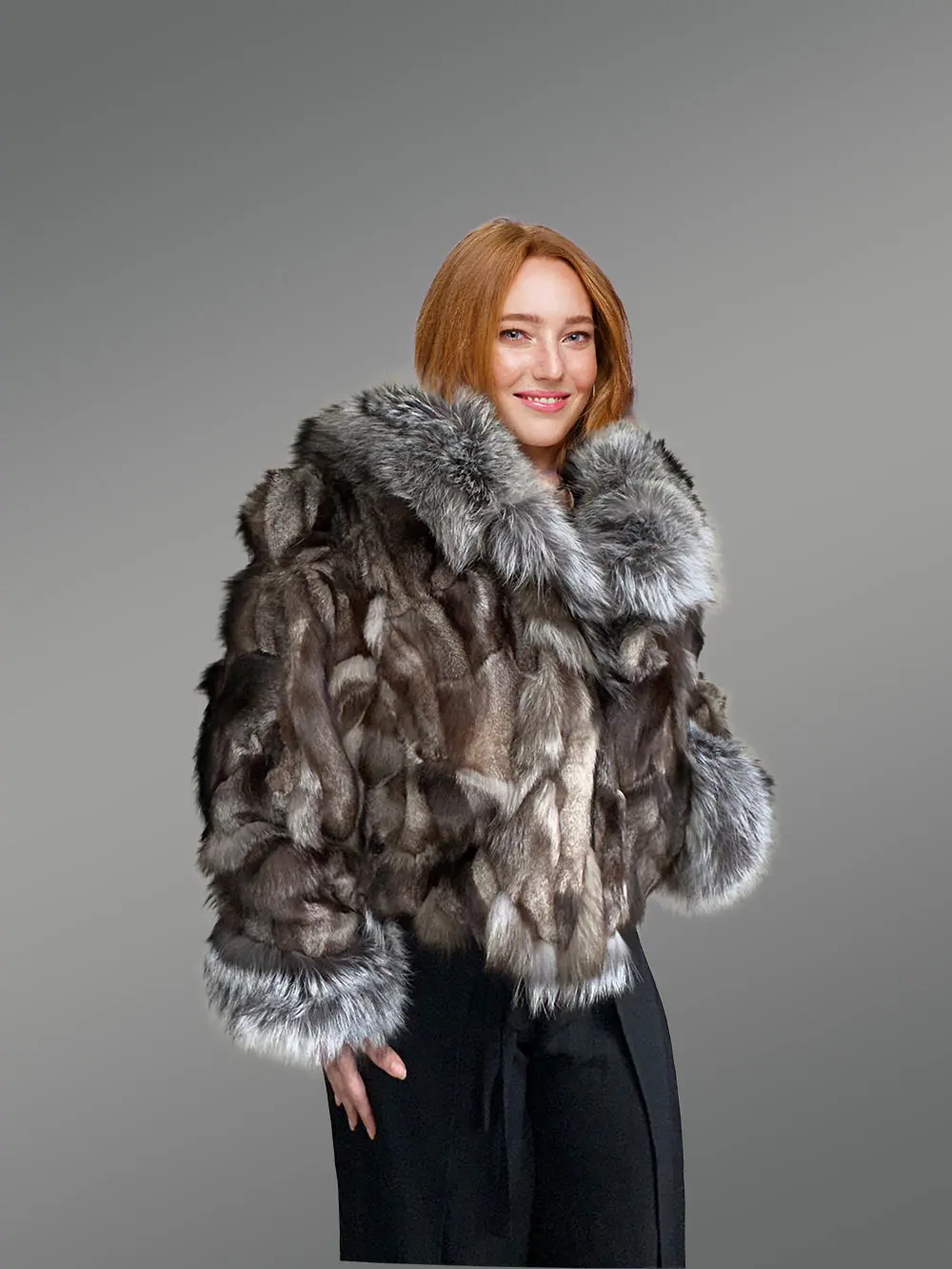 Womens Fox Fur Crop Jacket for Fashion and Comfort - Image 6