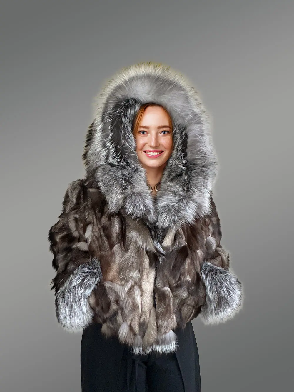 Womens Fox Fur Crop Jacket for Fashion and Comfort - Image 5