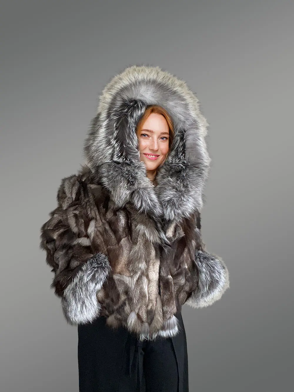 Womens Fox Fur Crop Jacket for Fashion and Comfort - Image 4