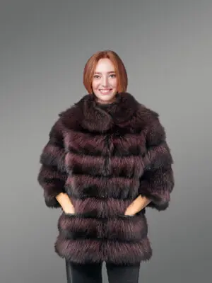 Burgundy Raccoon Fur Jacket