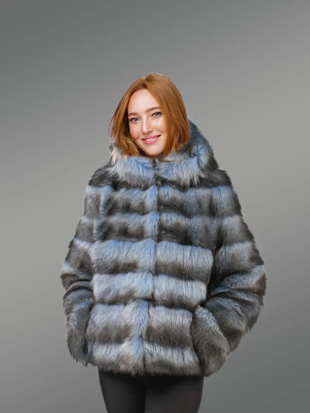 Fox fur Coat in Parallel Layer Style