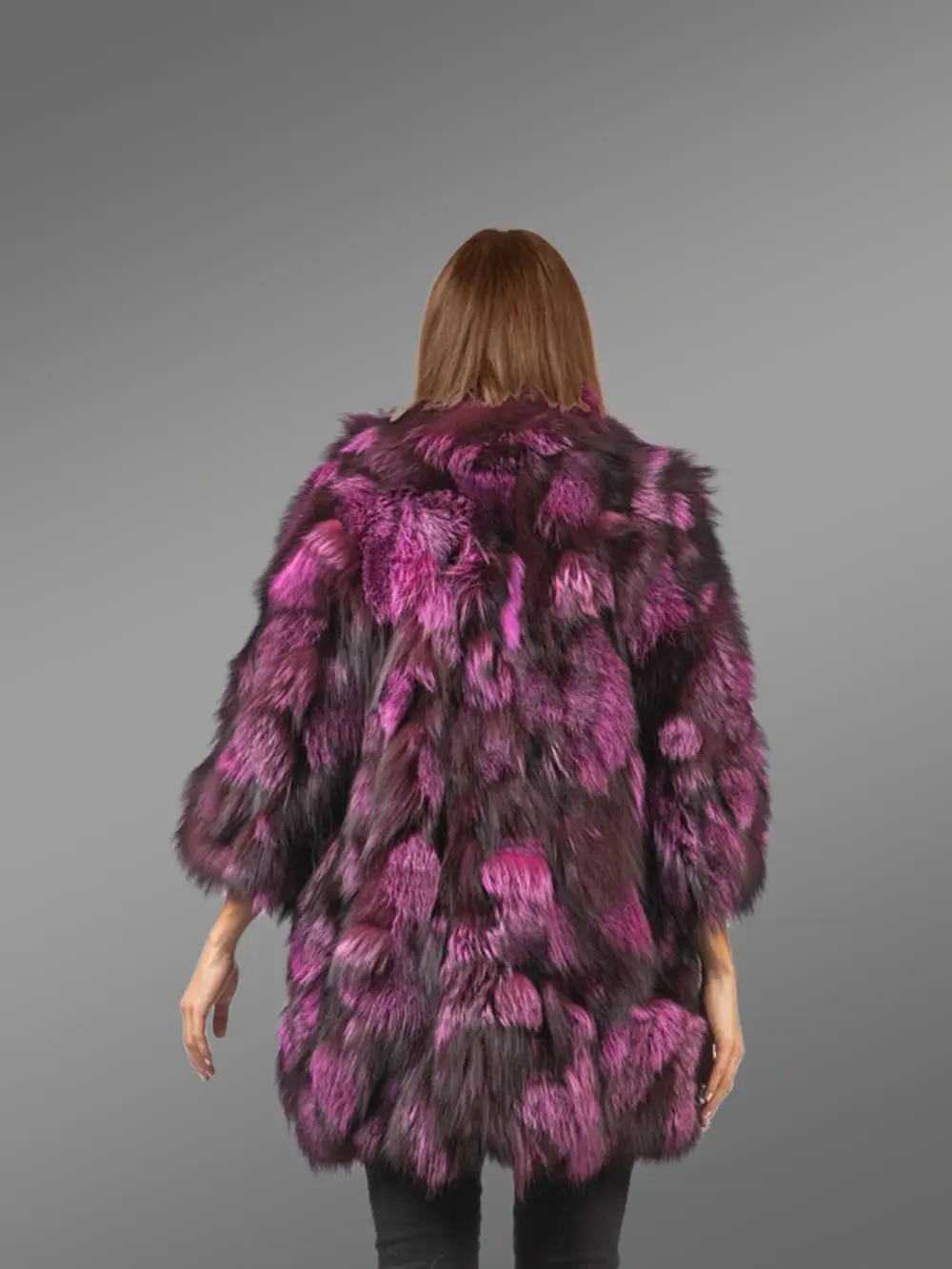 Womens Colorful Fox Fur Coat - Image 4