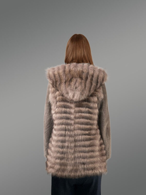 Womens Fusion Fur Coat in Brown to Be a Head-Turner at Anywhere - Image 4