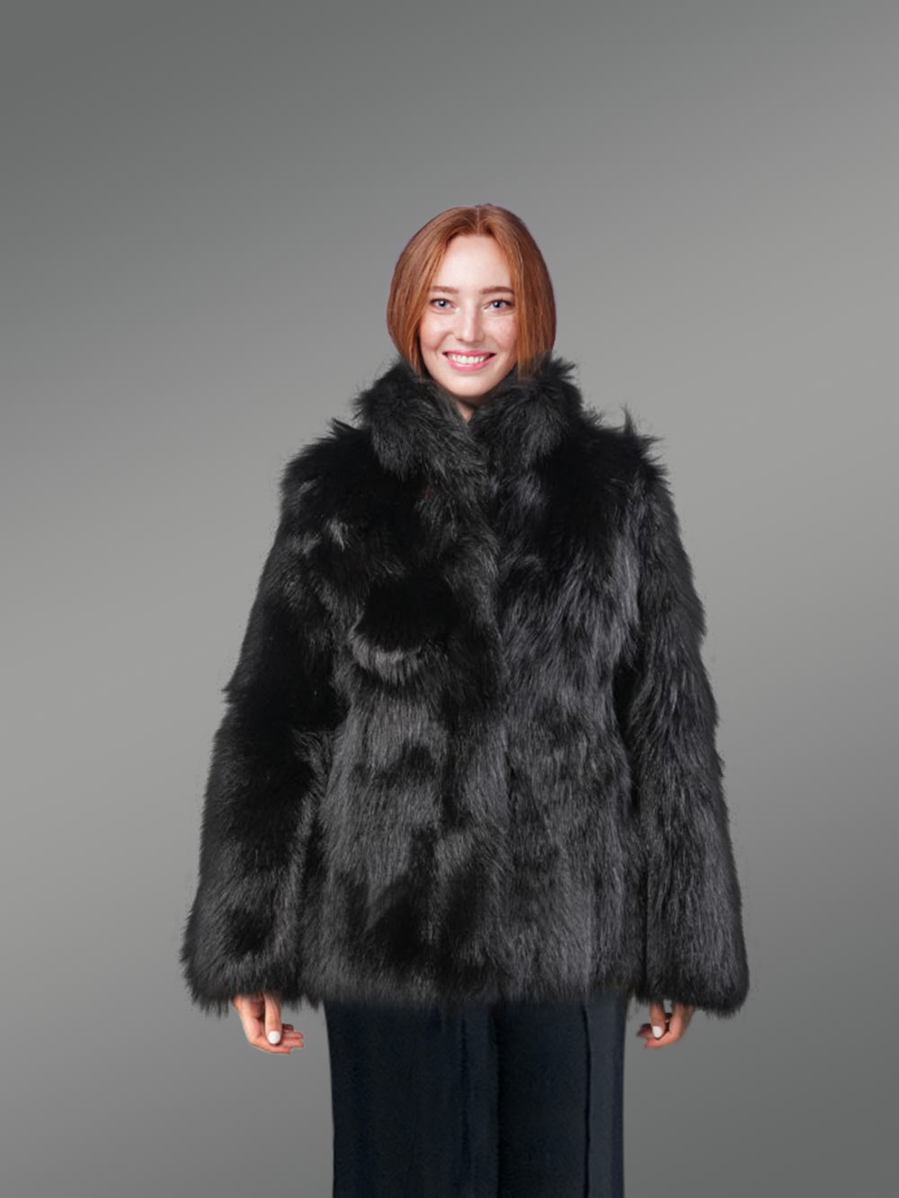 Womens Black Raccoon Coat