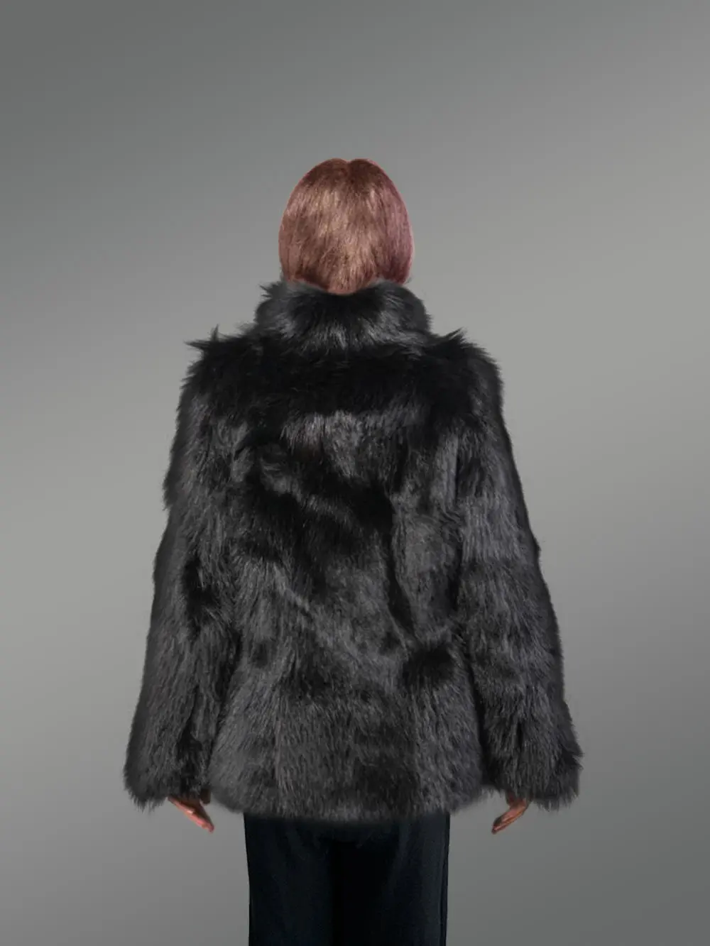 Womens Black Raccoon Coat - Image 4