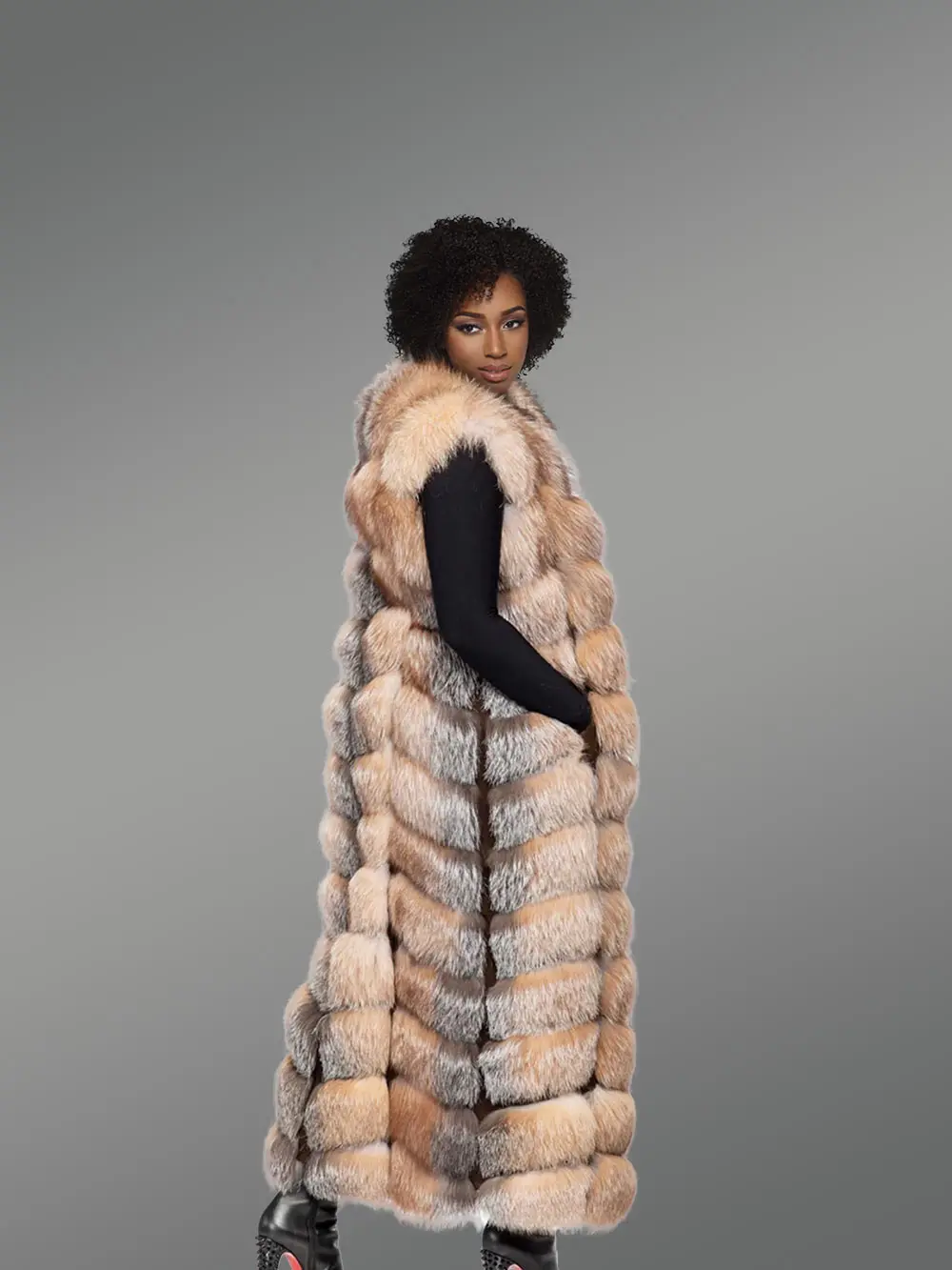 Womens Long Fox Fur Vest – Always Look Effortlessly Elegant - Image 3