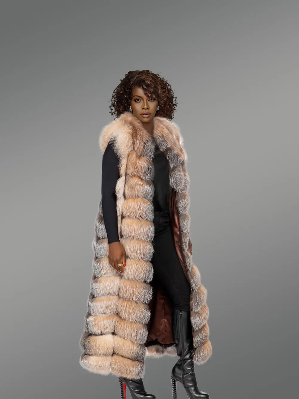 Womens Long Fox Fur Vest – Always Look Effortlessly Elegant - Image 4