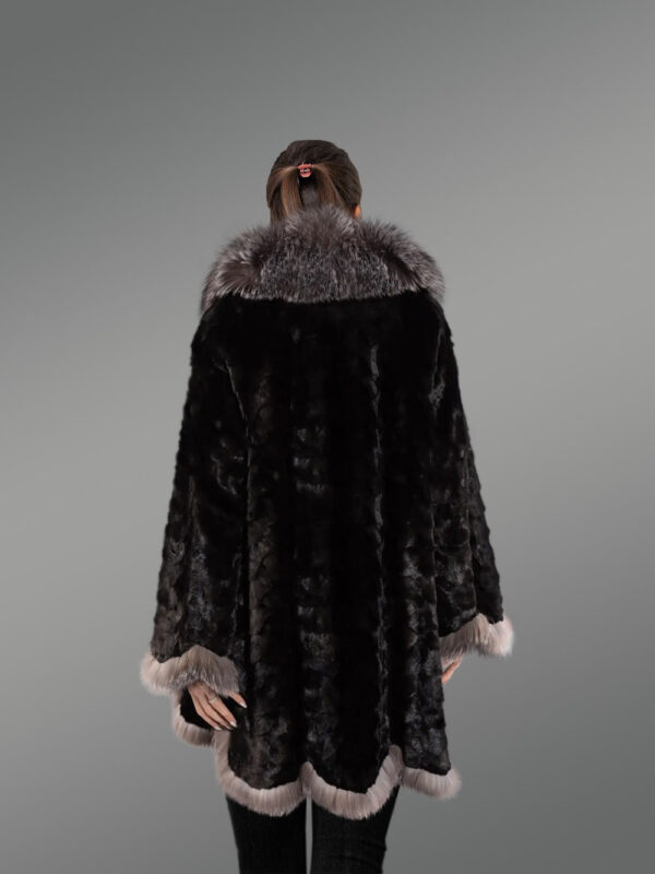 Women's Mink Swing Coat with Fox Fur Trims - Image 6