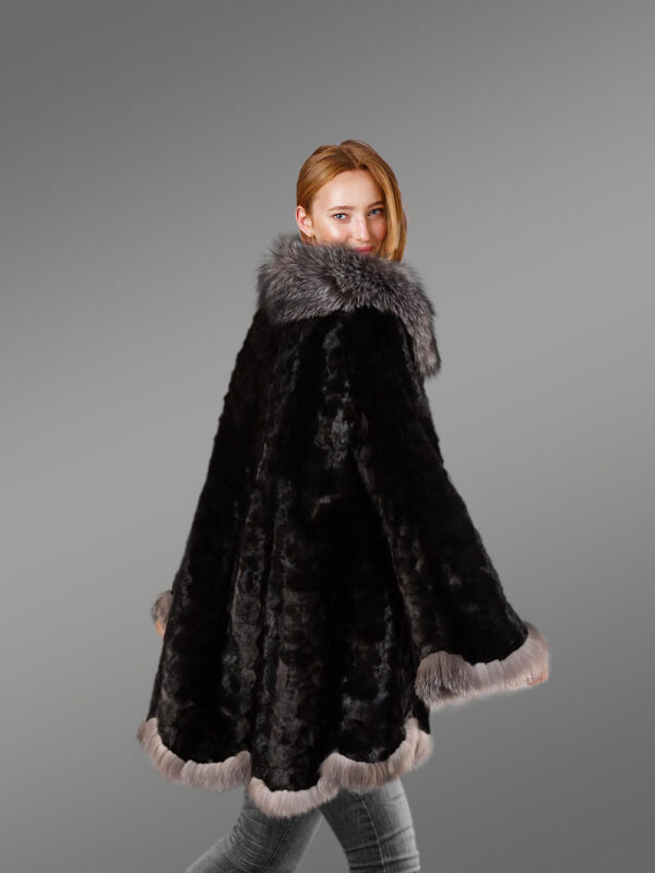 Women's Mink Swing Coat with Fox Fur Trims - Image 5