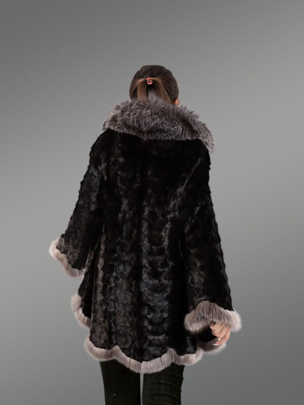 Women's Mink Swing Coat with Fox Fur Trims - Image 8