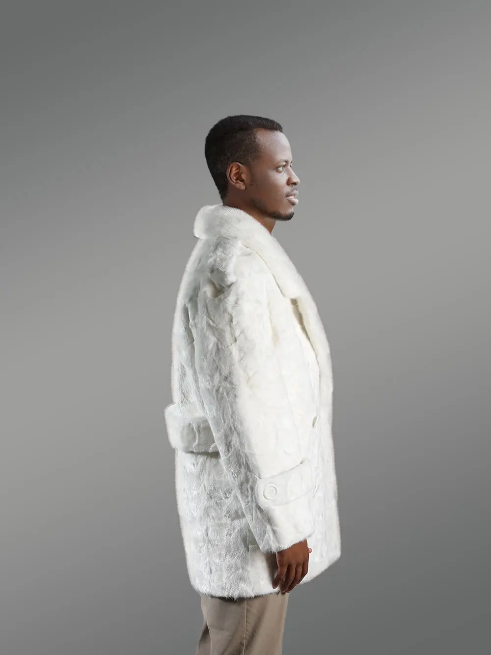 White Mink Coat for Men – Peak of Elegance & Comfort - Image 2