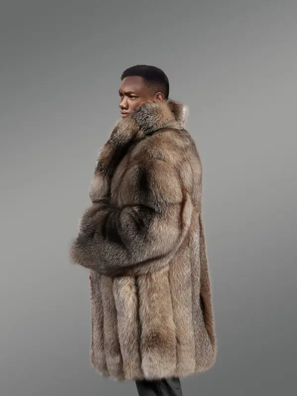 Crystal Fox Fur Coat with Vertical Pattern - Image 2