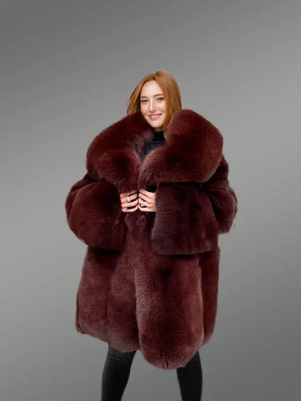 Full Skin Arctic Fox Dyed Coat - Image 4