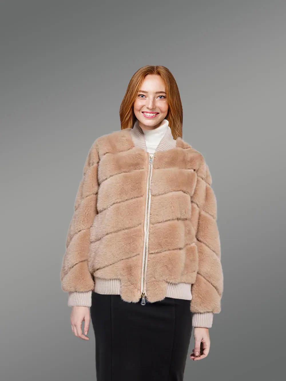 Stylish Womens Mink Bomber – Sport a Trendy Look with Utmost Comfort