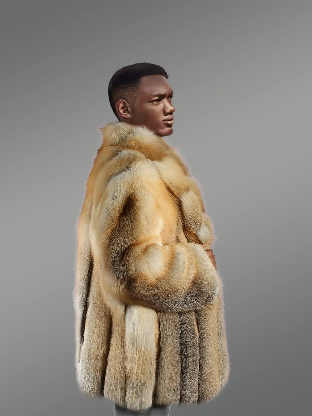 Golden Fox Fur Mens Coat – Luxurious Appearance with Comforting Feel - Image 2