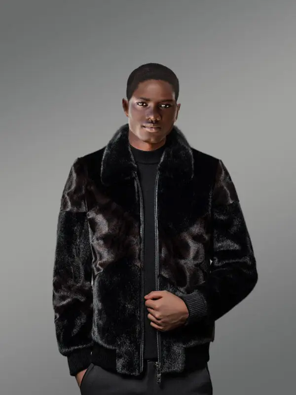 Men’s Full Skin Mink Bomber with Elastane - Image 3