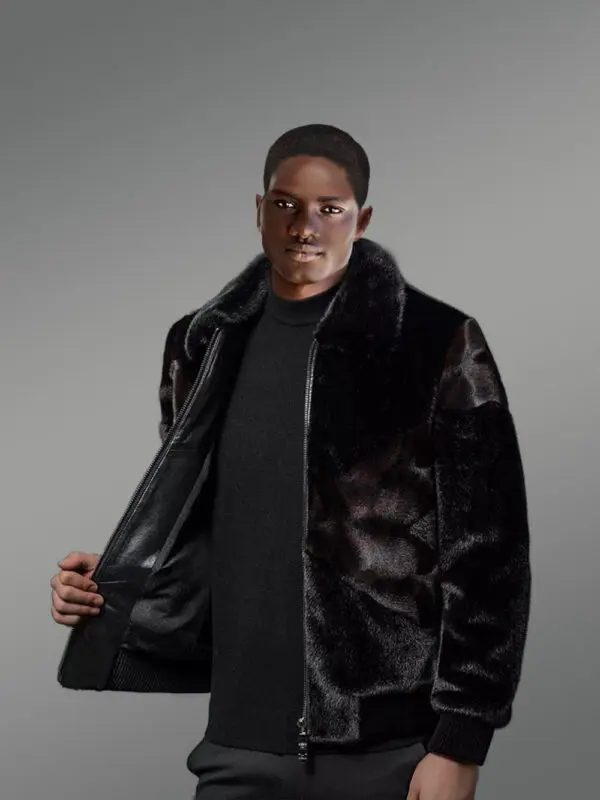Men’s Full Skin Mink Bomber with Elastane - Image 2