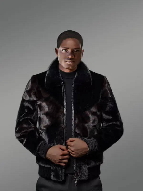 Men’s Full Skin Mink Bomber with Elastane