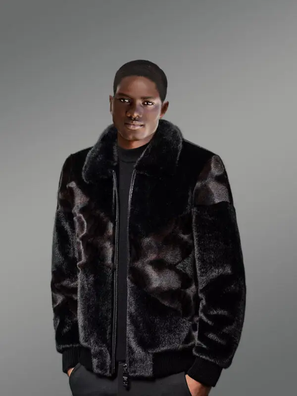 Men’s Full Skin Mink Bomber with Elastane - Image 4