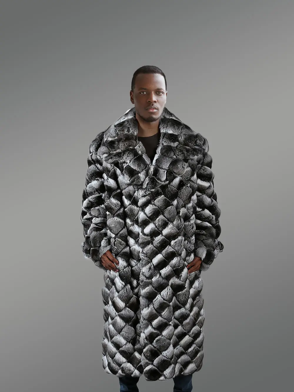 Mens Rex Fur Chinchilla Style Coat – Utmost Comfort with Sophistication