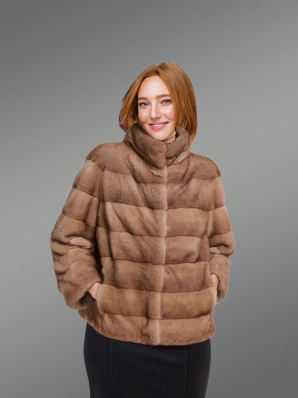 Mink Fur Short Collar Jacket for Women