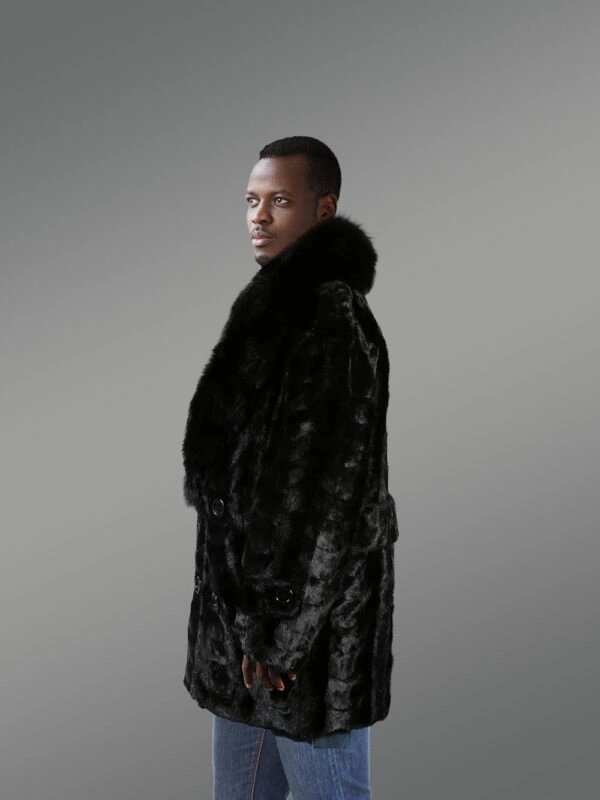 Oversized Mink Pea Coat – Radiating a Comfy Dapper Look - Image 3