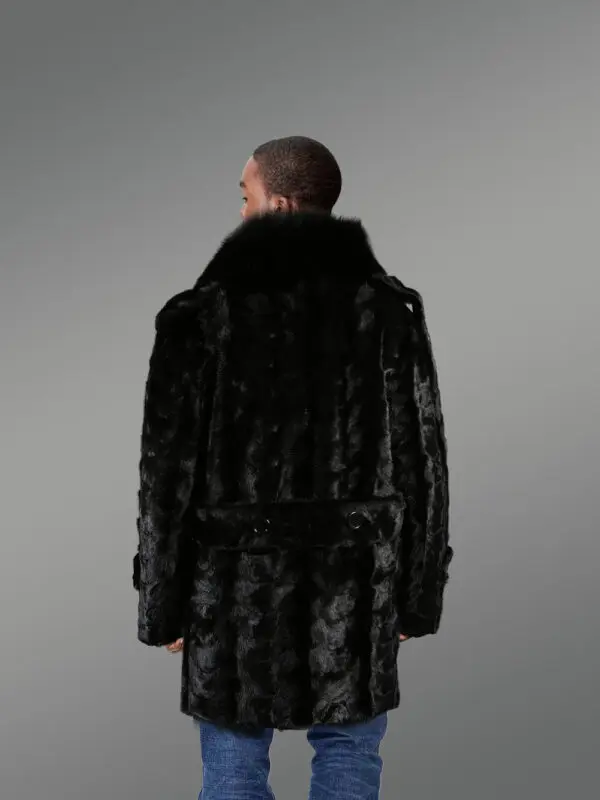 Oversized Mink Pea Coat – Radiating a Comfy Dapper Look - Image 2