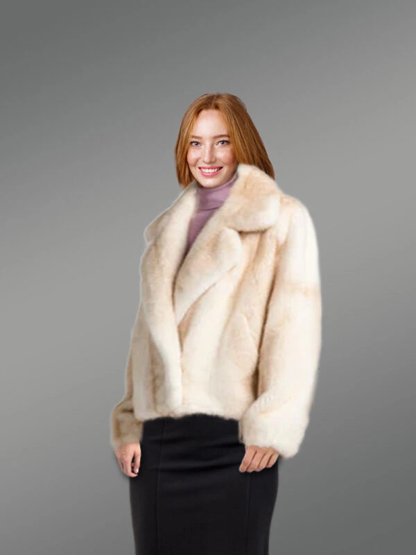 Women’s Mink Blazer in Beige - Image 3