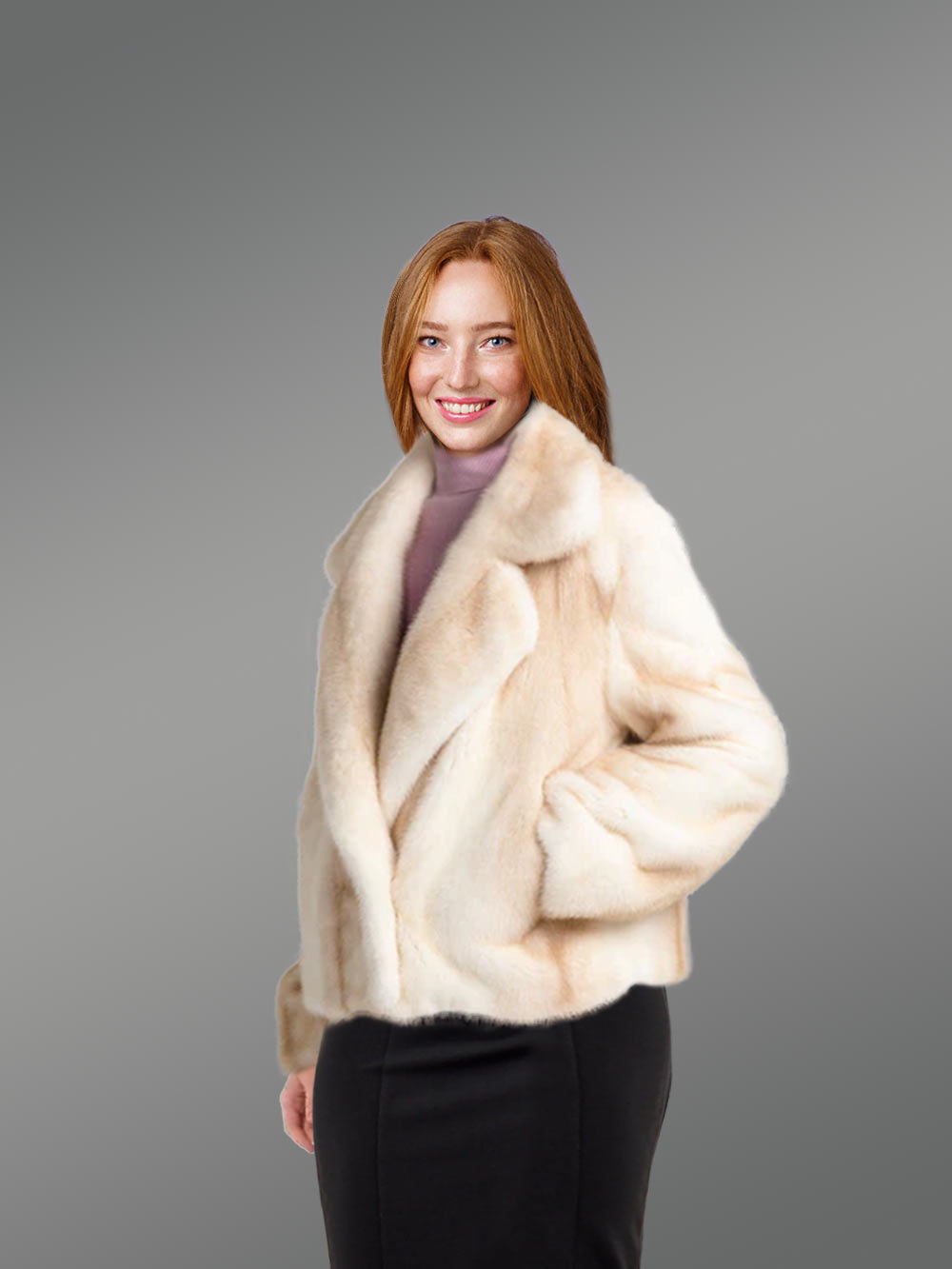 Women’s Mink Blazer in Beige