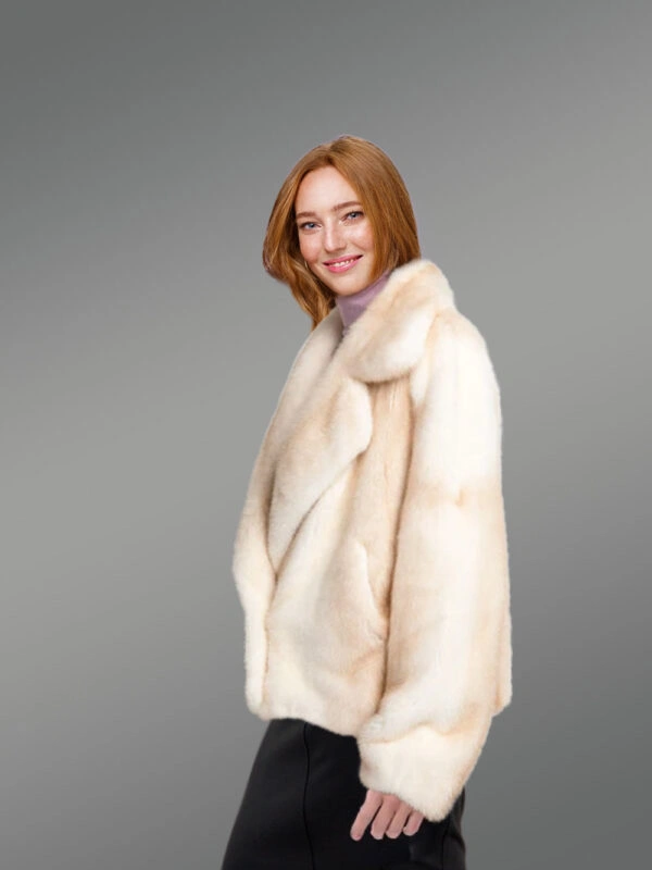 Women’s Mink Blazer in Beige - Image 2