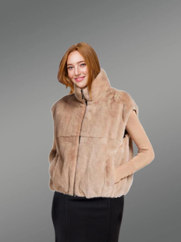 Womens Reversible Bomber Mink Vest – Enjoy Winter with High-Class Looks - Image 5