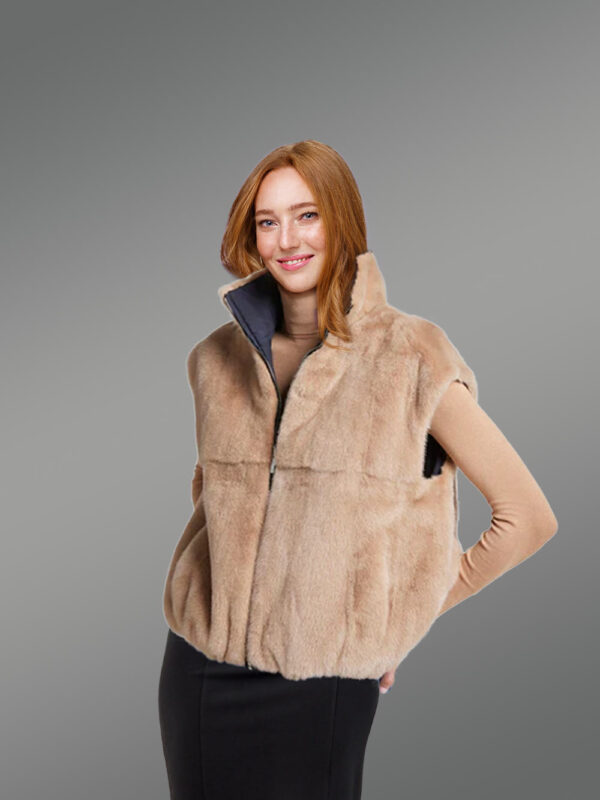 Womens Reversible Bomber Mink Vest – Enjoy Winter with High-Class Looks - Image 6