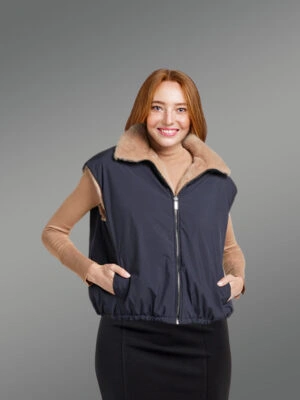 Womens Reversible Bomber Mink Vest – Enjoy Winter with High-Class Looks