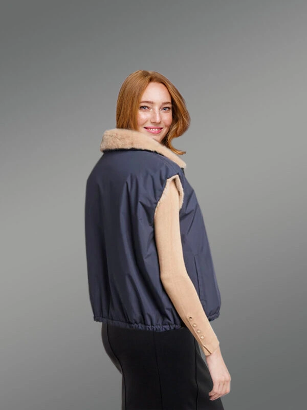 Womens Reversible Bomber Mink Vest – Enjoy Winter with High-Class Looks - Image 4